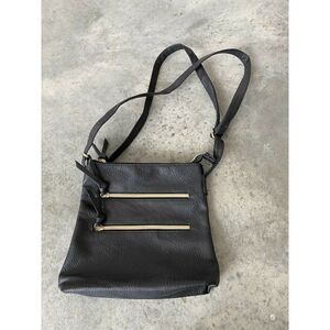 Faux Vegan Black EAC Pebbled Leather Shoulder Bag Purse